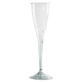 Classicware One-Piece Champagne Flutes, 5 oz, Plastic, Clear, 10/Pack, 10 Packs/Carton