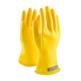 Class 00 Rubber Insulating Glove with Straight Cuff - 11", Yellow, 10 170-00-11/10