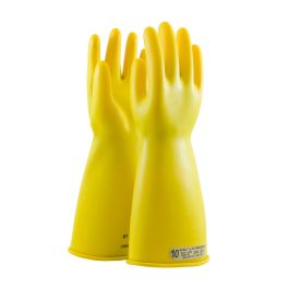 Class 00 Rubber Insulating Glove with Straight Cuff - 14", Yellow, 10 170-00-14/10