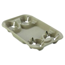 StrongHolder Molded Fiber Cup/Food Tray, 8 oz to 22 oz, Four Cups + Food Tray, Beige, 250/Carton