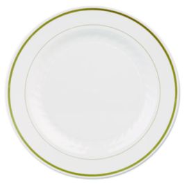 Masterpiece Plastic Plates, 10.25" dia, Ivory/Gold, 10/Pack, 12 Packs/Carton