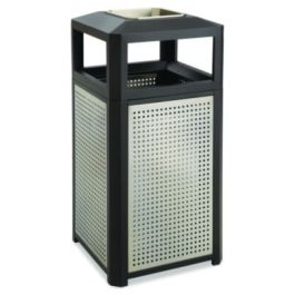 Evos Series Steel Waste Container, 38 gal, Steel, Black