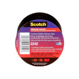 3M™ Linerless Electrical Rubber Tape 2242, 2 in x 15 ft, 1 in core, Black, 1 roll/carton, 8 rolls/case