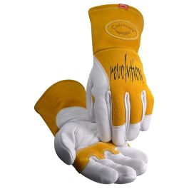 Cow Grain Unlined Palm 2-Layer Insulated Back MIG/Stick Welding Gloves, Gold, 2XL 1810-7