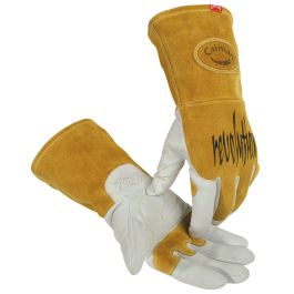 Goat Grain FR Back Unlined Palm TIG/MIG Welding Gloves, Gold, L 1868-5
