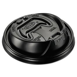 Optima Reclosable Lid, Fits 12 oz to 24 oz Hot Cups, Plastic, Black, 100/Pack, 10 Packs/Carton