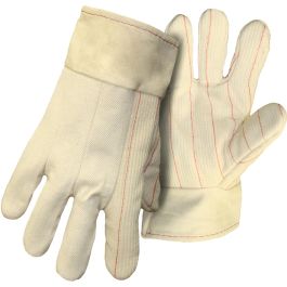 Extra Heavy Weight Cotton Hotmill Glove with Felt Lining - Band Top - No Print, Natural, L 1BC42128ANP