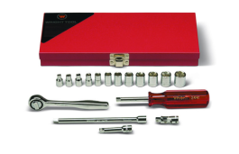 17 Pieces—6 Pt. Standard Metric Socket Set, 1/4" Drive Size, 17 Pieces 221