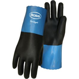 Lightweight Neoprene Coating with Cotton Knit Lining and 11" Long Pinked Cuff, Black, L 1CN0034L