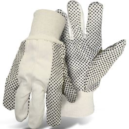 Economy Grade Cotton/Polyester Blend Glove with PVC Dotted Grip on Palm, Thumb, Index and Little Finger - 8 oz., Natural, L 1JP5501