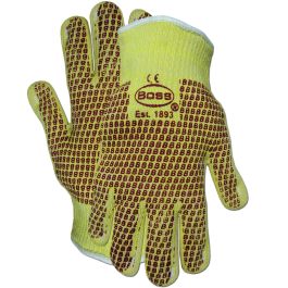 Aramid / Cotton Seamless Knit Hot Mill Glove with Cotton Liner and Double-Sided Nitrile Coating - Knitwrist, Yellow