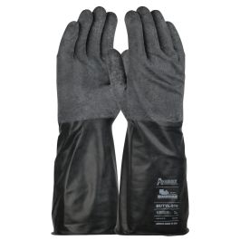 14" Long 7 Mil Butyl Rubber Glove with Rough-Grip, Black, L 1UB0007RL