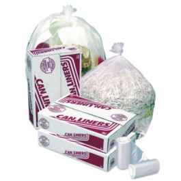 High-Density Coreless Mini-Roll Can Liners, 30 gal, 10 mic, 30" x 37", Natural, Perforated Roll, 500/Carton