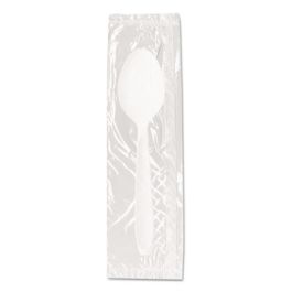 Reliance Mediumweight Cutlery, Individually Wrapped, Spoon, Plastic, White, 1,000/Carton