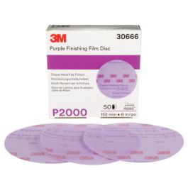 3M™ Hookit™ Purple Finishing Film Abrasive Disc 260L, 30666, 6 in, P2000, 50 discs per carton, 4 cartons per case