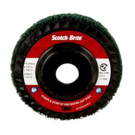 Scotch-Brite™ Clean and Strip XT Pro Extra Cut Disc, XC-DC, A/O Extra Coarse, Green, 4-1/2 in x 7/8 in, Type 27, 10 ea/Case