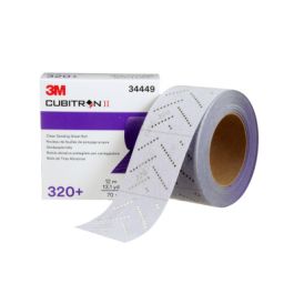 3M™ Cubitron™ II Hookit™ Clean Sanding Sheet Roll 34449, 320+ Grade, 70 mm x 12 m, 5 Rolls/Case