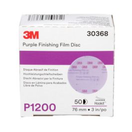 3M™ Hookit™ Purple Finishing Film Abrasive Disc 260L, 30368, 3 in, P1200, 50 discs per carton, 4 cartons per case