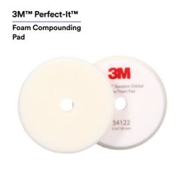 3M™ Perfect-It™ Random Orbital Foam Compounding Pad 34122, Coarse, White, 5 in (130 mm), 2 Pads/Bag, 6 Bags/Case