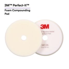 3M™ Perfect-It™ Random Orbital Foam Compounding Pad 34126, Coarse, White, 6 in (150 mm), 2 Pads/Bag, 6 Bags/Case