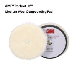 3M™ Perfect-It™ Random Orbital Wool Compounding Pad 34121, Medium, White, 5 in (130 mm), 2 Pads/Bag, 6 Bags/Case