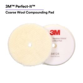 3M™ Perfect-It™ Random Orbital Wool Compounding Pad 34125, Medium, White, 6 in (150 mm), 2 Pads/Bag, 6 Bags/Case