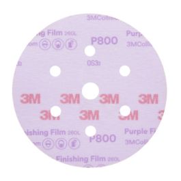 3M™ Hookit™ Purple Finishing Film Abrasive Disc 260L, 30770, 6 in, Dust Free, P800, 50 discs per carton, 4 cartons per case