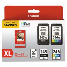 8278B005 (PG-245XL/CL-246XL) Ink/Paper Combo, 180/300 Page-Yield, Black/Tri-Color