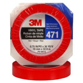 3M™ Vinyl Tape 471, Red, 3/4 in x 36 yd, 5.2 mil, 48 Roll/Case, Individually Wrapped Conveniently Packaged
