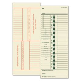 Time Clock Cards, Replacement for 10-800762, Two Sides, 3.5 x 9, 500/Box
