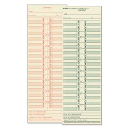 Time Clock Cards, Replacement for 10-100382/1950-9631, Two Sides, 3.5 x 10.5, 500/Box