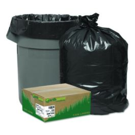 Linear Low Density Recycled Can Liners, 56 gal, 2 mil, 43" x 47", Black, 10 Bags/Roll, 10 Rolls/Carton