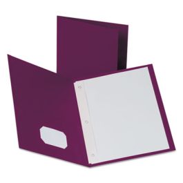 Twin-Pocket Folders with 3 Fasteners, 0.5" Capacity, 11 x 8.5, Burgundy, 25/Box