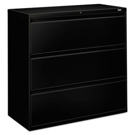 Brigade 800 Series Lateral File, 3 Legal/Letter-Size File Drawers, Black, 42" x 18" x 39.13"