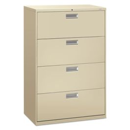 Brigade 600 Series Lateral File, 4 Legal/Letter-Size File Drawers, Putty, 36" x 18" x 52.5"