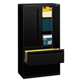Brigade 700 Series Lateral File, Three-Shelf Enclosed Storage, 2 Legal/Letter-Size File Drawers, Black, 36" x 18" x 64.25"