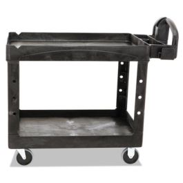 BRUTE Heavy-Duty Utility Cart with Lipped Shelves, Plastic, 2 Shelves, 500 lb Capacity, 25.9" x 45.2" x 32.2", Black
