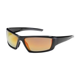 Full Frame Safety Glasses with Black Frame, Red Mirror Plus Lens and Anti-Scratch / Anti-Reflective Coating, Black, OS 250-47-0004