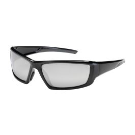 Full Frame Safety Glasses with Black Frame, Silver Mirror Plus Lens and Anti-Scratch / Anti-Reflective Coating, Black, OS 250-47-0005