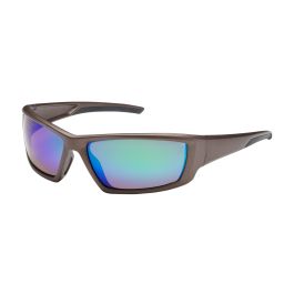 Full Frame Safety Glasses with Brown Frame, Green Mirror Plus Lens and Anti-Scratch / Anti-Reflective Coating, Brown, OS 250-47-1008