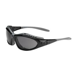 Full Frame Safety Glasses with Black Frame, Foam Padding, Gray Lens and Anti-Scratch / FogLess® 3Sixty™ Coating, Black, OS 250-50-0521