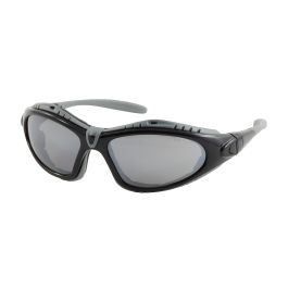 Full Frame Safety Glasses with Black Frame, Foam Padding, Silver Mirror Lens and Anti-Scratch / Anti-Fog Coating, Black, OS 250-50-0425