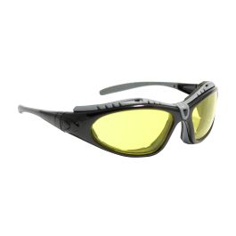Full Frame Safety Glasses with Black Frame, Foam Padding, Amber Lens and Anti-Scratch / Anti-Fog Coating, Black, OS 250-50-0429