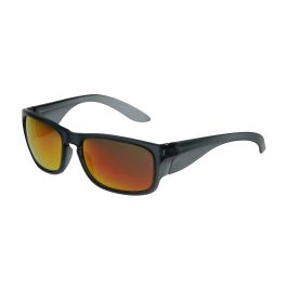 Full Frame Safety Glasses with Translucent Charcoal Frame, Red Mirror Plus Lens and Anti-Scratch / Anti-Reflective Coating, Dark Gray, OS 250-57-0004