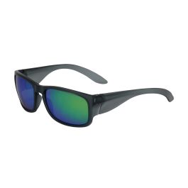 Full Frame Safety Glasses with Translucent Charcoal Frame, Green Mirror Plus Lens and Anti-Scratch / Anti-Reflective Coating, Dark Gray, OS 250-57-0008