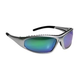 Full Frame Safety Glasses with Silver / Green Frame, Green Mirror Lens and Anti-Scratch / Anti-Fog Coating 250-60-0630