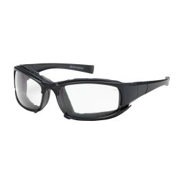 Full Frame Safety Glasses with Black Frame, Rubber Foam Padding, Clear Lens and Anti-Scratch / Anti-Fog Coating, Black, OS 250-CE-10090