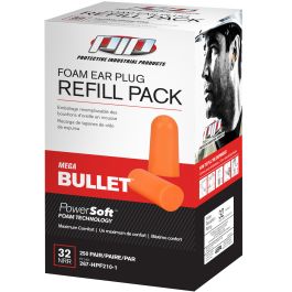 Disposable Soft Polyurethane Foam Ear Plugs - Dispenser Refill Pack, Orange, OS 267-HPF210-1