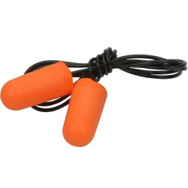 Disposable Soft Polyurethane Foam Corded Ear Plugs - NRR 32, Orange, OS 267-HPF210C