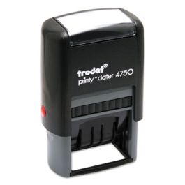 Printy Economy 5-in-1 Date Stamp, Self-Inking, 1.63" x 1", Blue/Red